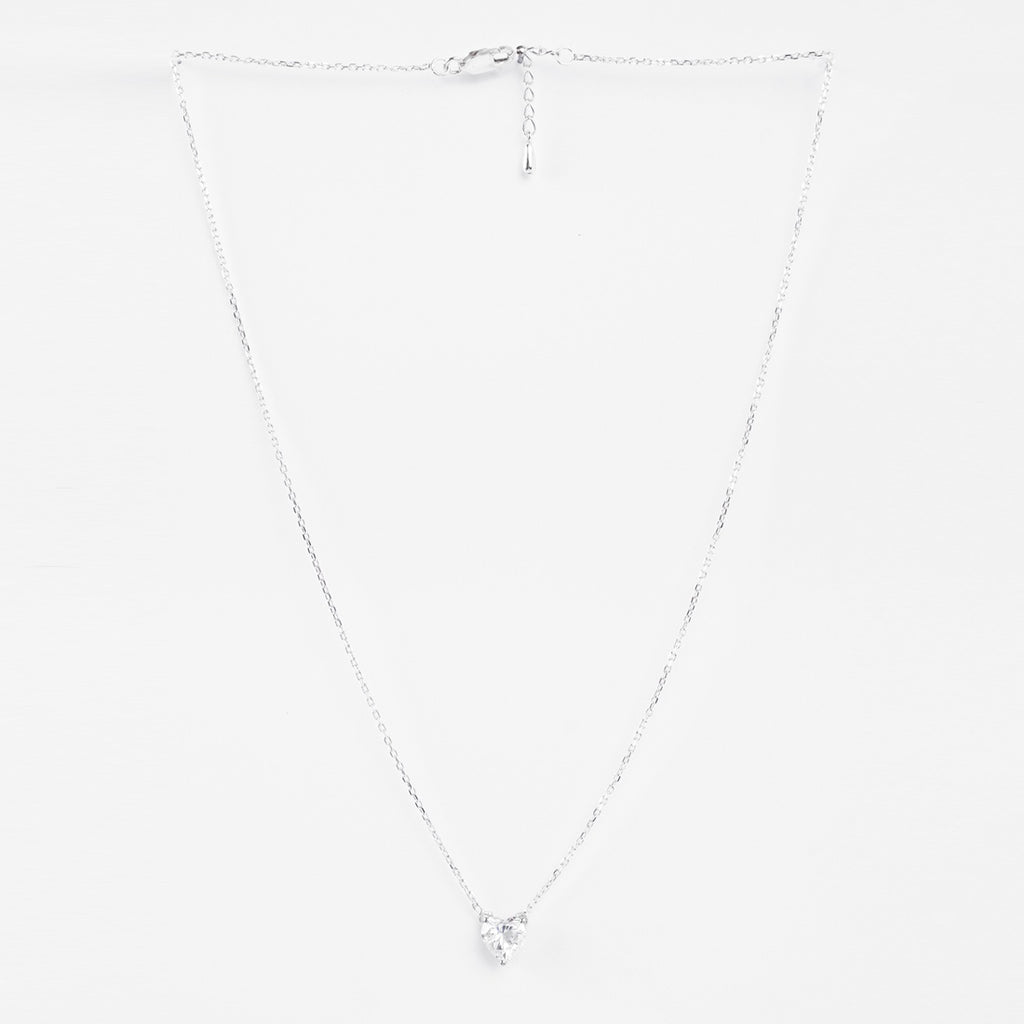 Silver Heart's Desire Solitaire Pendant Chain