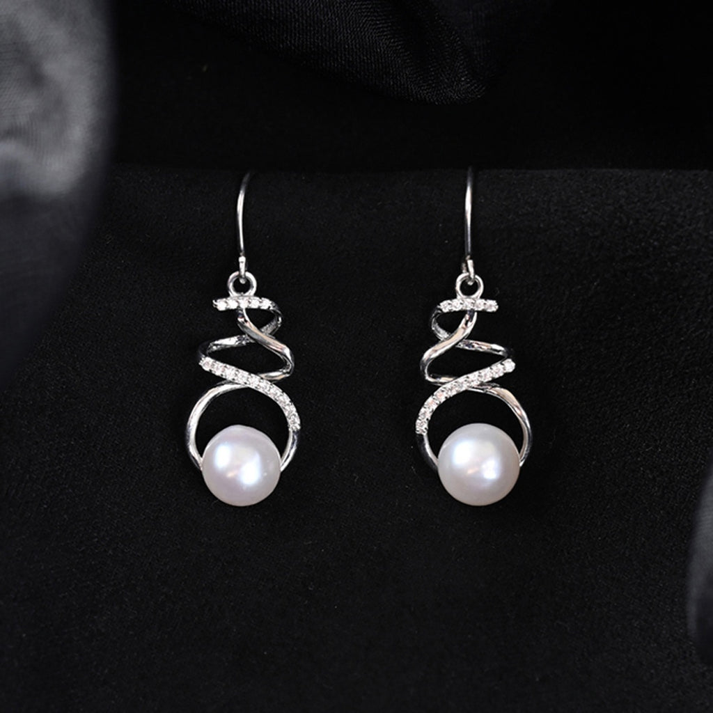 Silver Morsal Real Pearl Drop Earrings