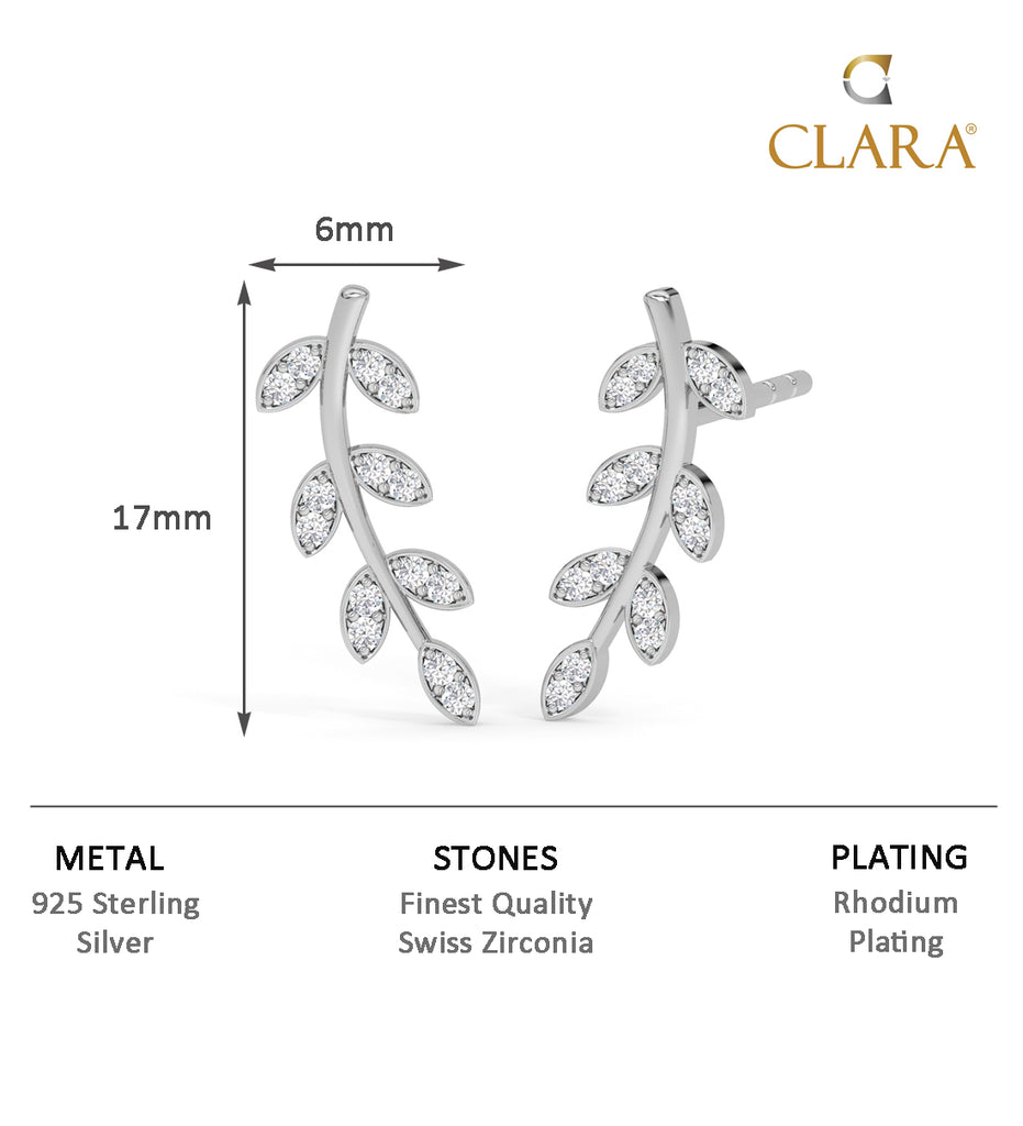 CLARA 925 Sterling Silver Leaf Ear cuffs Earrings  