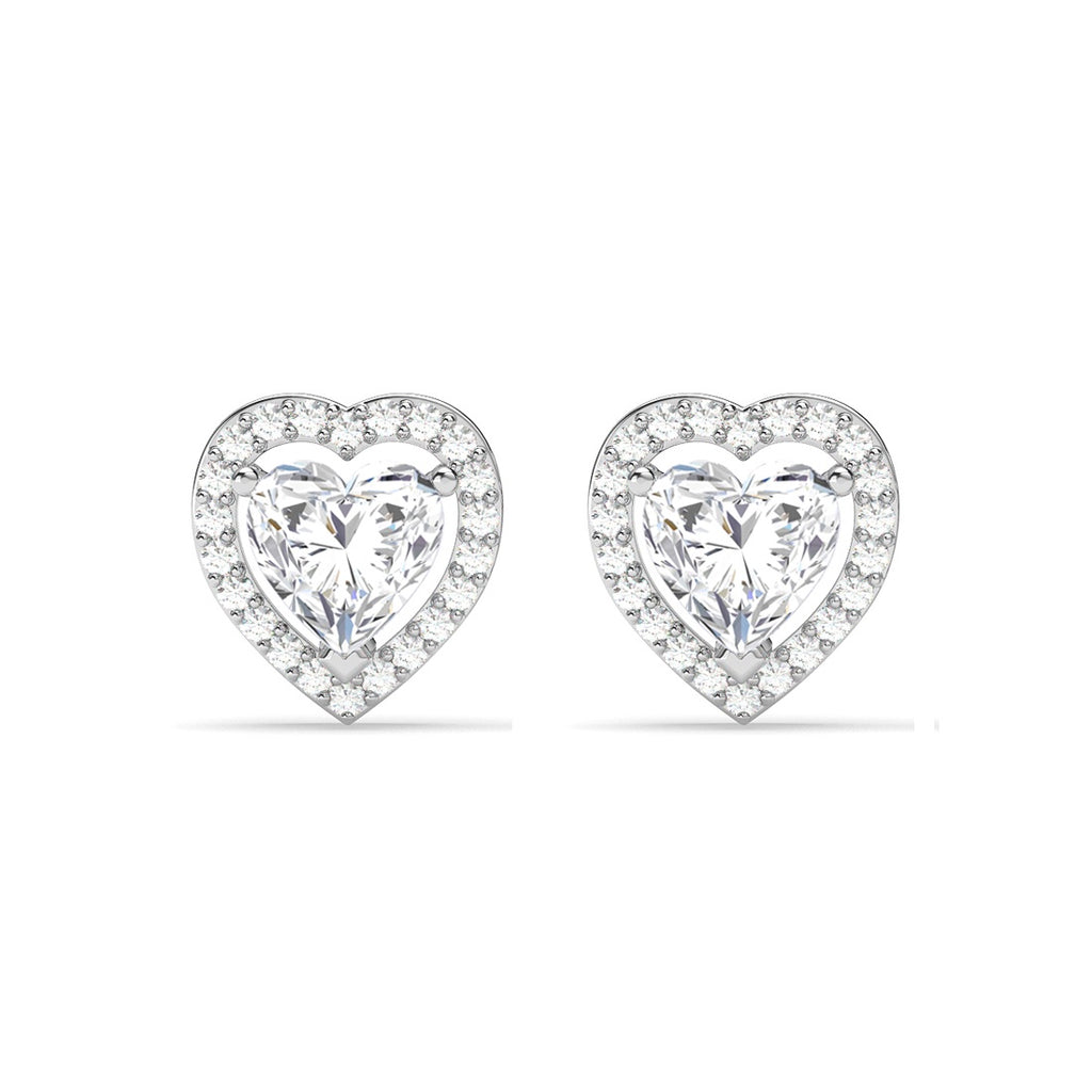 Silver Zilvia Heart Solitaire Stud Earrings