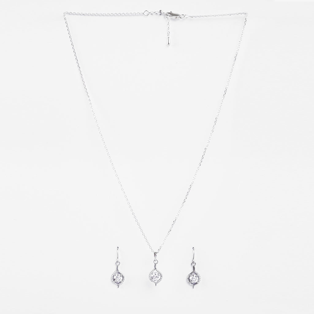 Silver Etta Solitaire Jewellery Set