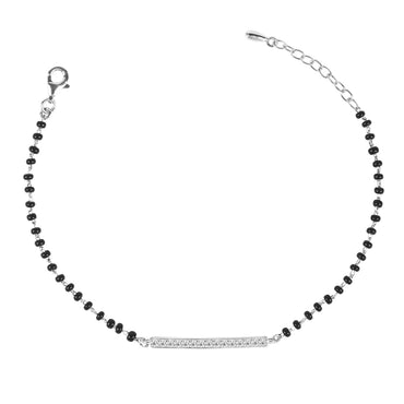 CLARA 925 Sterling Silver Bar Hand Mangalsutra Bracelet