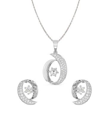 CLARA 925 Sterling Silver Rosa Pendant Earring Chain Jewellery Set 