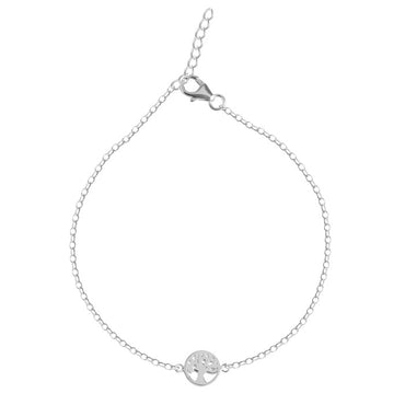 CLARA 925 Sterling Silver Tree of Life Anklet Payal ( Single ) Adjustable Chain Gift for Women and Girls