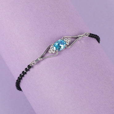 CLARA 925 Sterling Silver Topaz Hand Mangalsutra Bracelet