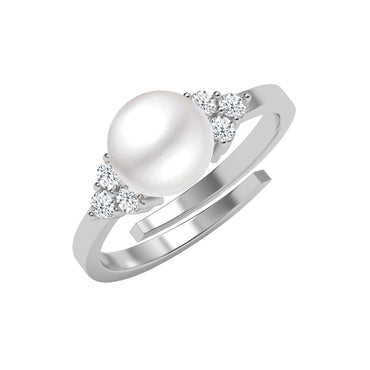 Silver Jiana Real Pearl Size Adjustable Ring