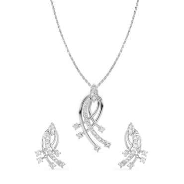 CLARA 925 Sterling Silver Iris Pendant Earring Chain Jewellery Set 