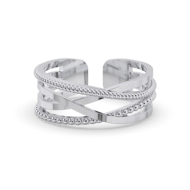 CLARA Pure 925 Sterling Silver Criss Cross Finger Ring 