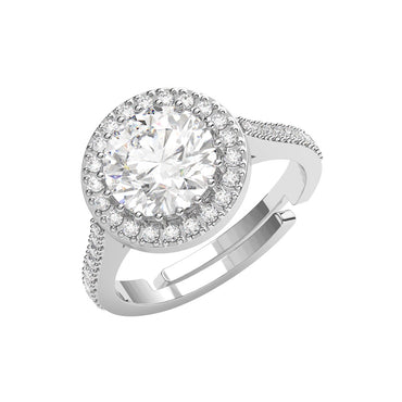 Silver Karla Solitaire Halo Ring