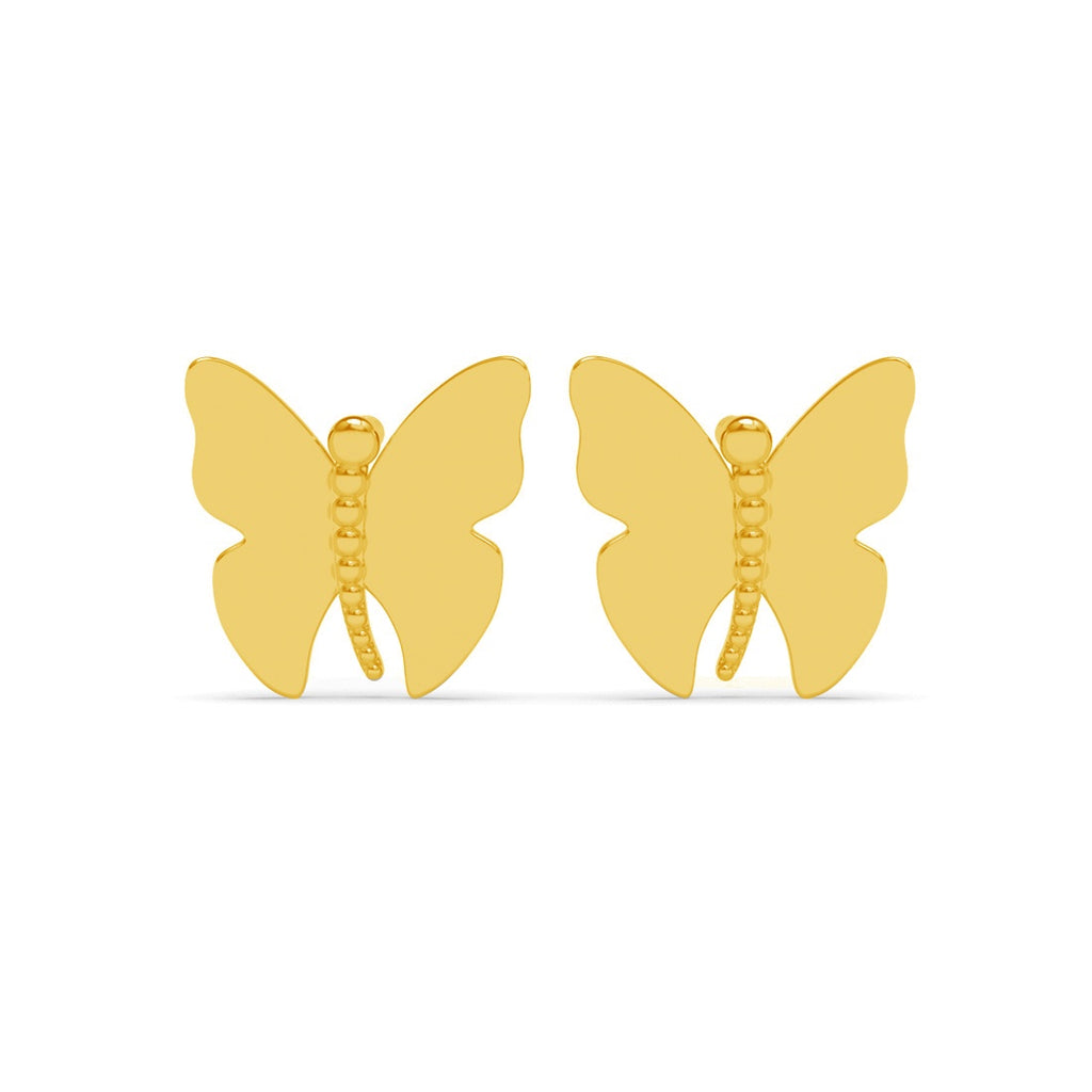 Silver Amber Golden Butterfly Stud Earrings