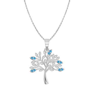 CLARA 925 Sterling Silver Isla Tree Pendant Chain Necklace 