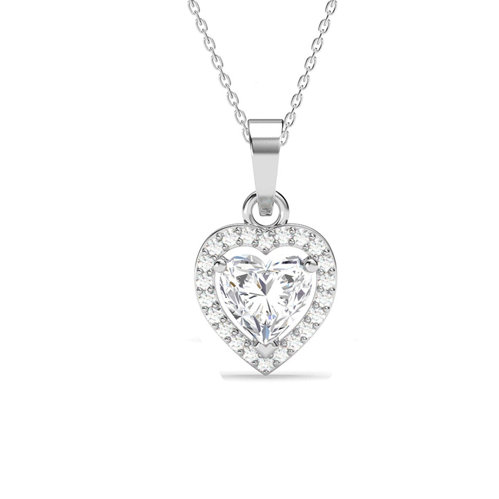 Silver Zilvia Heart Solitaire Pendant Chain 