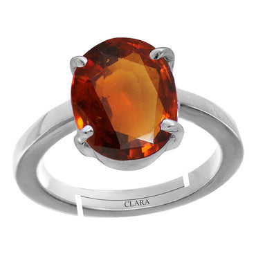 Certified Hessonite Gomed 8.3cts or 9.25ratti 92.5 Sterling Silver Adjustable Ring