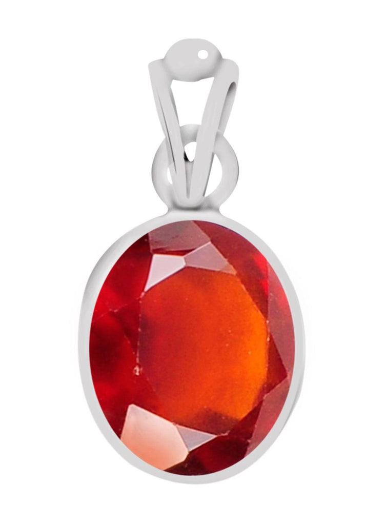 Certified Hessonite (Gomed) Silver Pendant 4.8cts or 5.25ratti