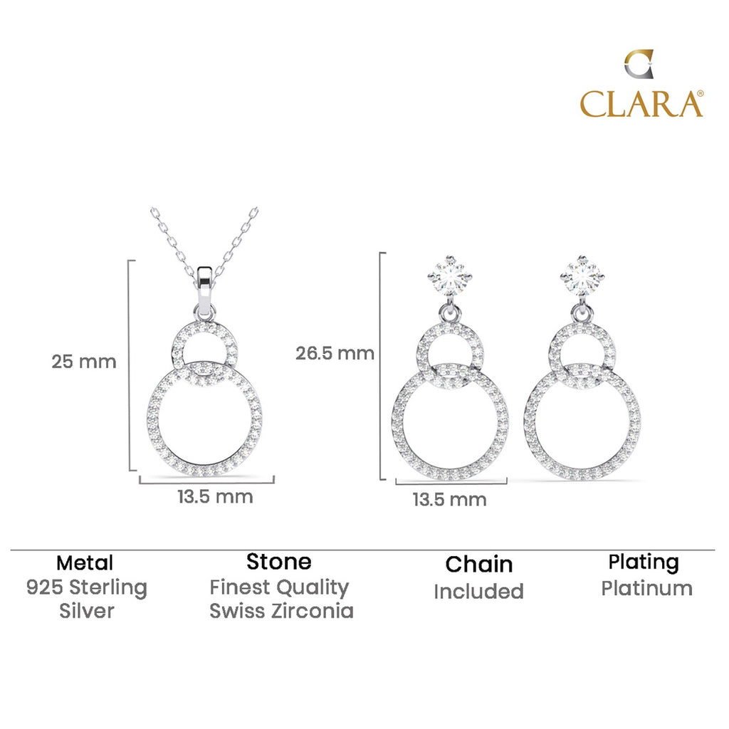 Silver Interlocked Ring Jewellery Set