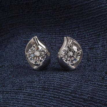 Clara Made with Swiss Zirconia 925 Sterling Silver Platinum Plated Noa Solitaire Earring Gift For Women & Girls