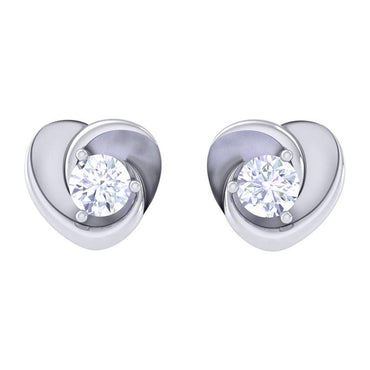 Clara Made with Swiss Zirconia 925 Sterling Silver Platinum Plated Cute Heart Solitaire Earring Gift For Women & Girls