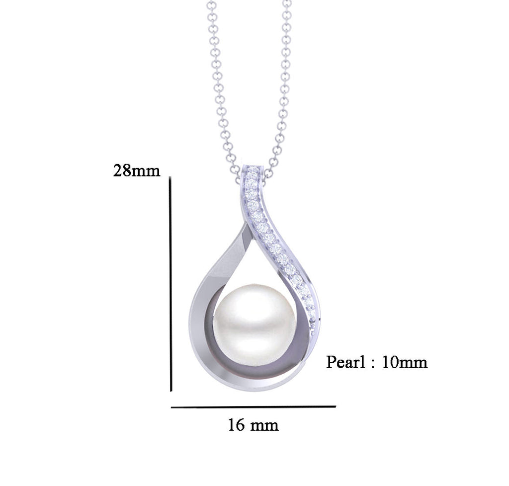 Clara 92.5 Sterling Silver Real Pearl Pendant with Chain Gift for Women and Girls
