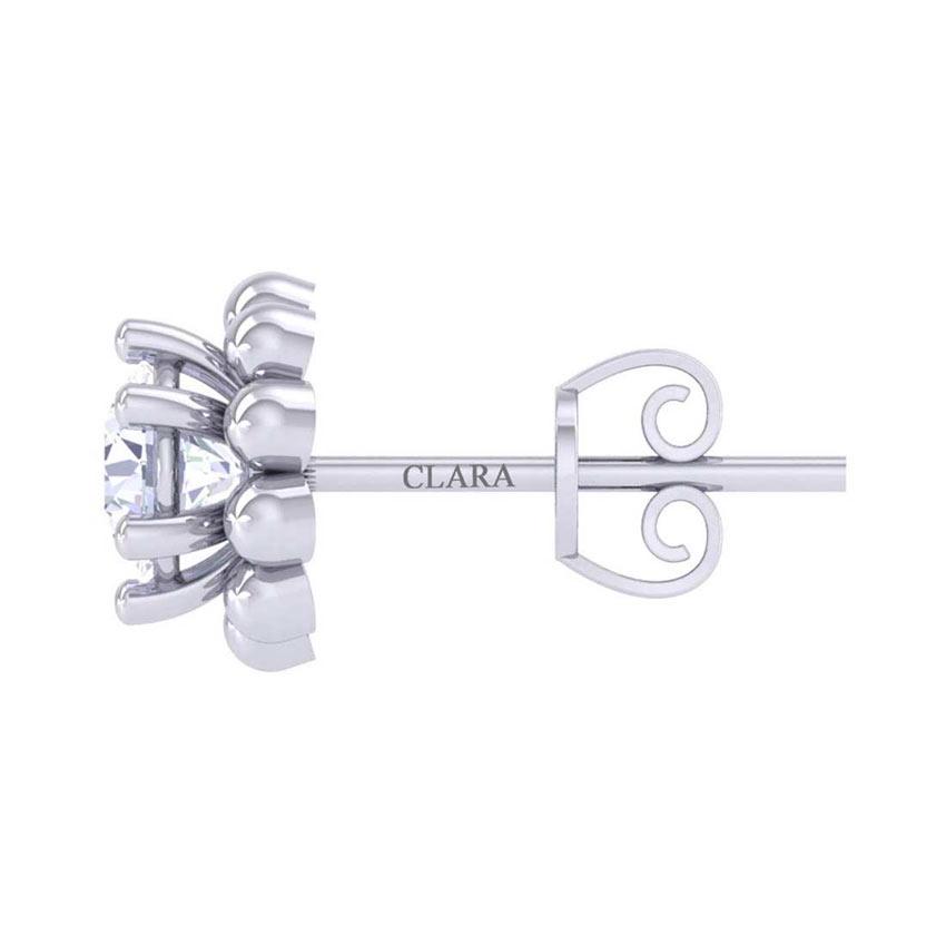 Clara Made with Swiss Zirconia 925 Sterling Silver Platinum Plated Ball Solitaire Earring Gift For Women & Girls