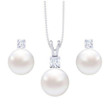 Clara 92.5 Sterling Silver Classic Pearl Pendant Earrings Set with Chain Jewellery Set Gift for Women and Girls