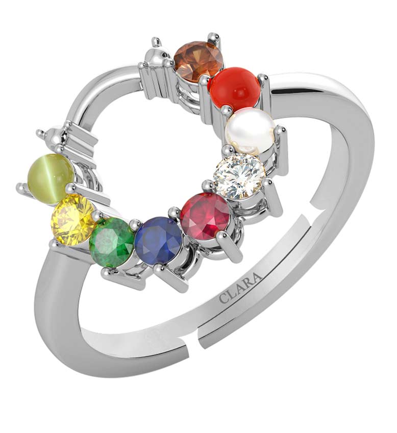 Buy Sparkling 9 Navratna Ring | Kasturi Diamond