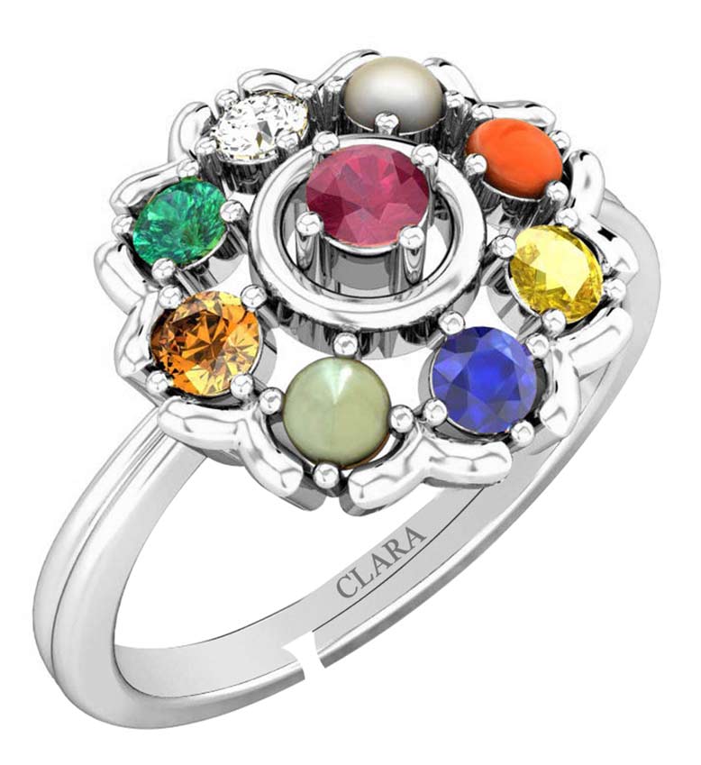Buy Celonmine Navratan Navgrah Stone Certified And Astrological Purpose  Stone Crystal Silver Plated Ring Online at Best Prices in India - JioMart.