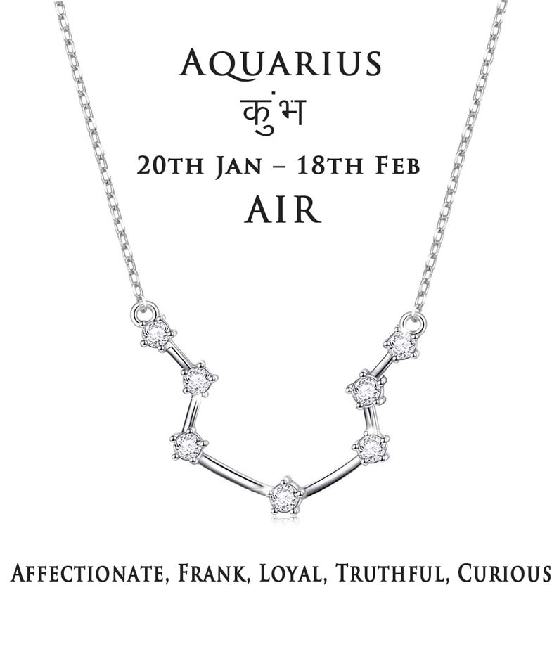 Silver Star Sign Aquarius Personalised Necklace | Engravers Guild