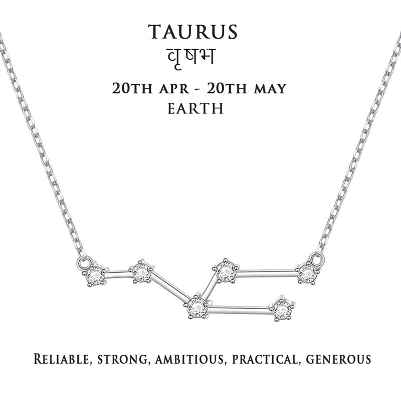 Buy Sterling Silver Taurus Zodiac Star Sign Necklace Gift for Her Womens  Girls Cute Birthday Milestone Starsign Jewellery Gifts Online in India -  Etsy