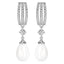 CLARA 925 Sterling Silver Pearl Queen Earrings | Rhodium Plated, Swiss Zirconia, Screw Back | Gift for Women & Girls