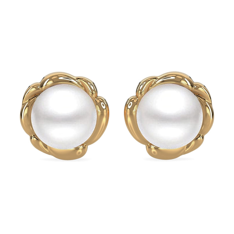16mm round white pearl stud earrings -