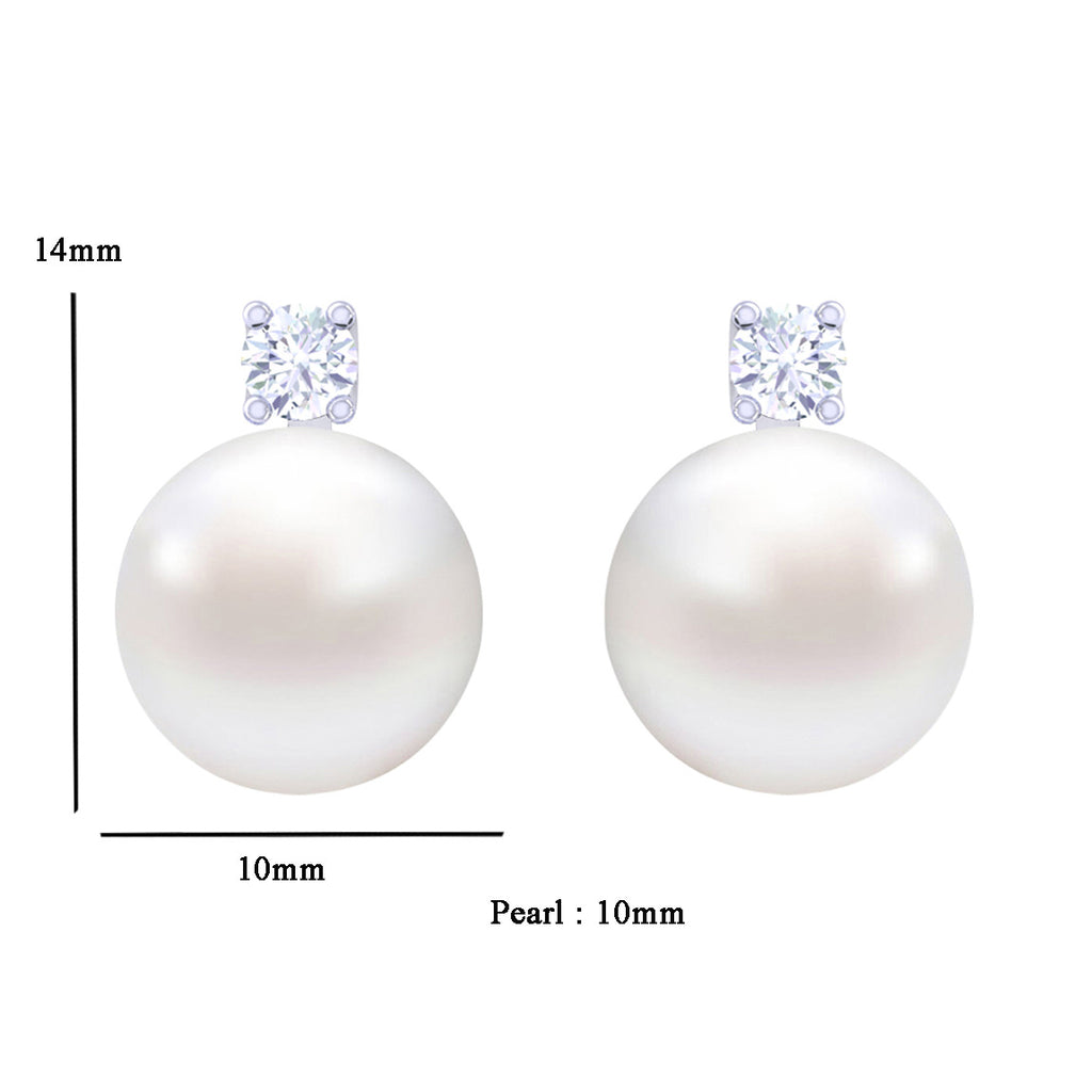 Clara 92.5 Sterling Silver Swiss Zirconia Classic Pearl Earrings Gift for Women and Girls