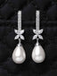 CLARA 925 Sterling Silver Pearl Hina Earrings | Rhodium Plated, Swiss Zirconia , Screw Back | Gift for Women & Girls