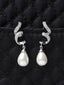 CLARA 925 Sterling Silver Pearl Twist Earrings, Rhodium Plated, Swiss Zirconia, Screw Back, Gift for Women & Girls