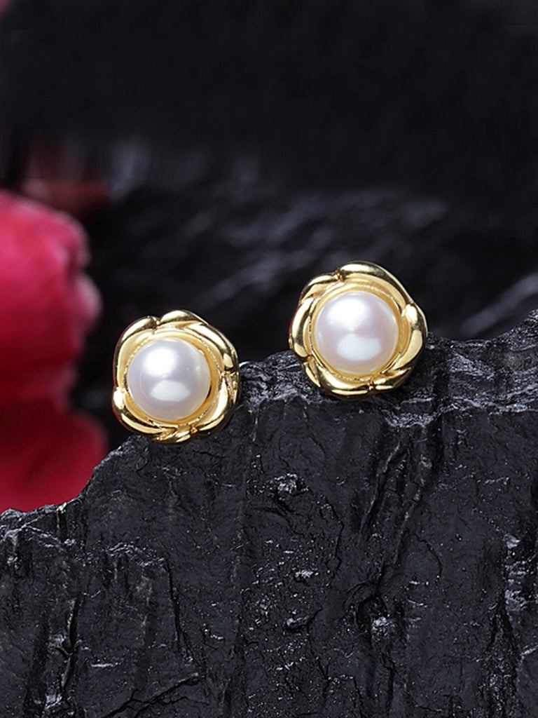 Buy Elegant Ruby Stone with White Pearl Stud Earring Original Gold Plated  Jewellery Online