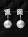 CLARA 925 Sterling Silver Pearl Separable Earrings | Rhodium Plated, Swiss Zirconia , Screw Back | Gift for Women & Girls