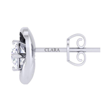 Clara Made with Swiss Zirconia 925 Sterling Silver Platinum Plated Cute Heart Solitaire Earring Gift For Women & Girls