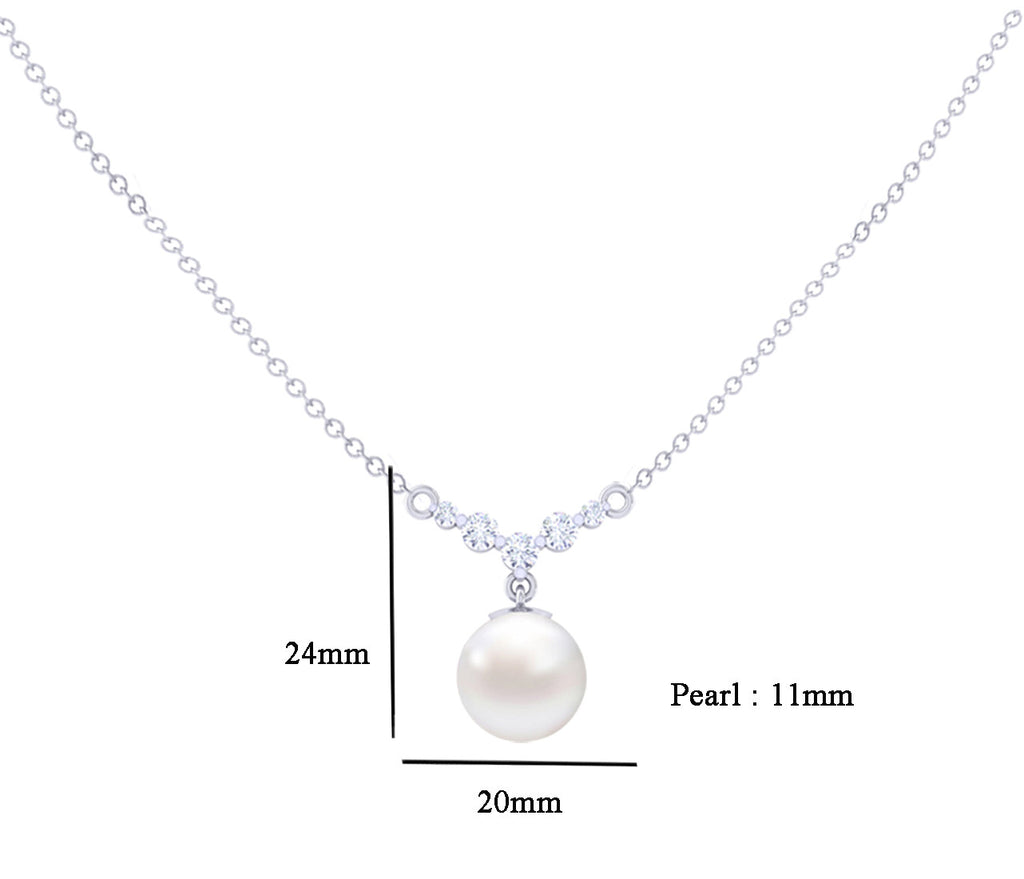 Clara 92.5 Sterling Silver Classic Pearl Pendant with Chain Gift for Women and Girls