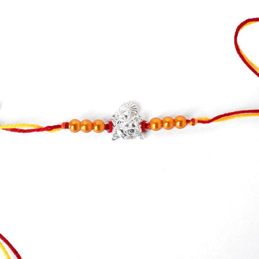 CLARA 925 Sterling Silver Ganesha Rakhi with Roli Chawal for Brothers