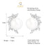 CLARA 925 Sterling Silver Real Pearl Stud Aoi Earrings | Rhodium Plated, Swiss Zirconia , Screw Back | Gift for Women & Girls