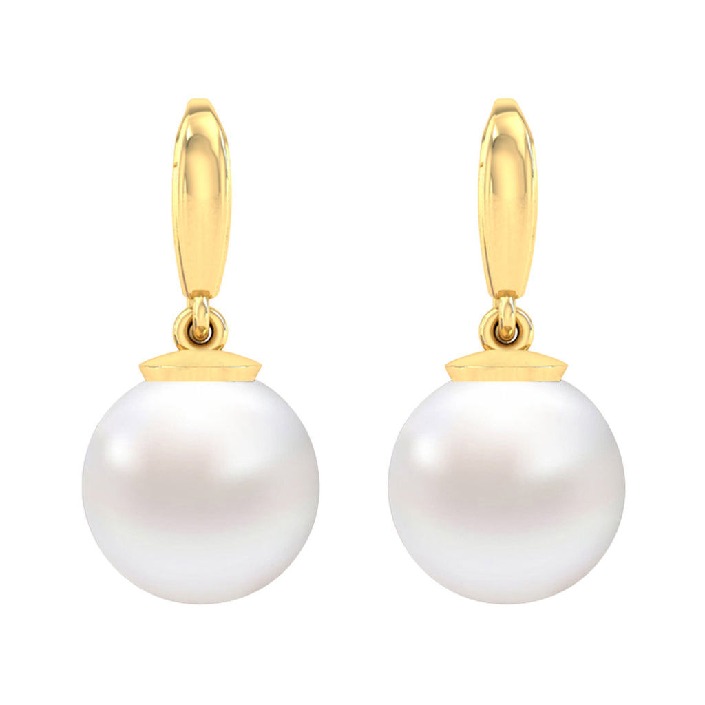9ct Gold Pearl Drop Earrings in White  Angus  Coote