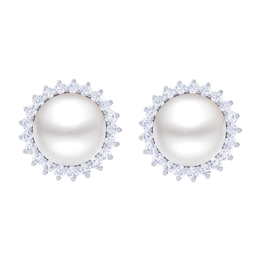 Clara 925 Sterling Silver Swiss Zirconia Pearl Earrings Gift for Women and  Girls