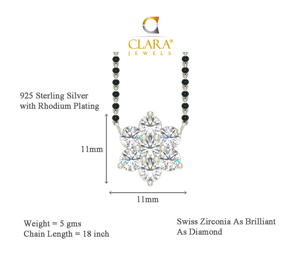 CLARA 925 Sterling Silver Rhodium Plated Star Pendant Earring Necklace Set with Chain Gift for Women and Girls