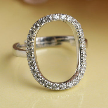 CLARA 925 Sterling Silver Unique Ring with Adjustable Band Rhodium Plated, Swiss Zirconia Gift for Women & Girls