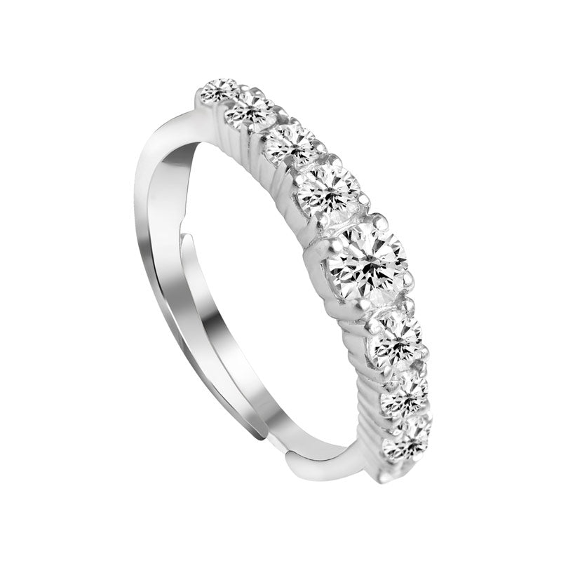 CLARA 925 Sterling Silver Graduation Ring with Adjustable Band Rhodium Plated, Swiss Zirconia Gift for Women & Girls