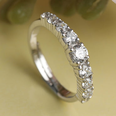 CLARA 925 Sterling Silver Graduation Ring with Adjustable Band Rhodium Plated, Swiss Zirconia Gift for Women & Girls