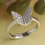 CLARA 925 Sterling Silver Butterfly Ring with Adjustable Band Rhodium Plated, Swiss Zirconia Gift for Women & Girls