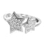 CLARA 925 Sterling Silver Star Ring with Adjustable Band Rhodium Plated, Swiss Zirconia Gift for Women & Girls