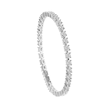 CLARA 925 Sterling Silver Oval Solitaire Bangle Swiss Zirconia, Rhodium Plated Gift for Women and Girls