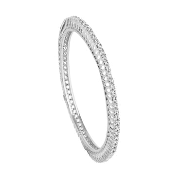 CLARA 925 Sterling Silver Classic Solitaire Bangle Swiss Zirconia, Rhodium Plated Gift for Women and Girls