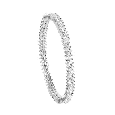 CLARA 925 Sterling Silver Marquise Solitaire Bangle Swiss Zirconia, Rhodium Plated Gift for Women and Girls